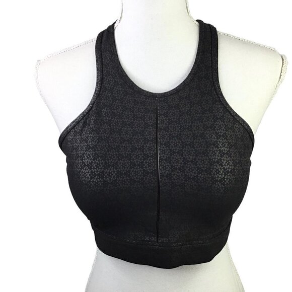 Zyia Active Flower Power Sports Bra Size M Black Floral High Neck Removable Pads - Picture 3 of 9